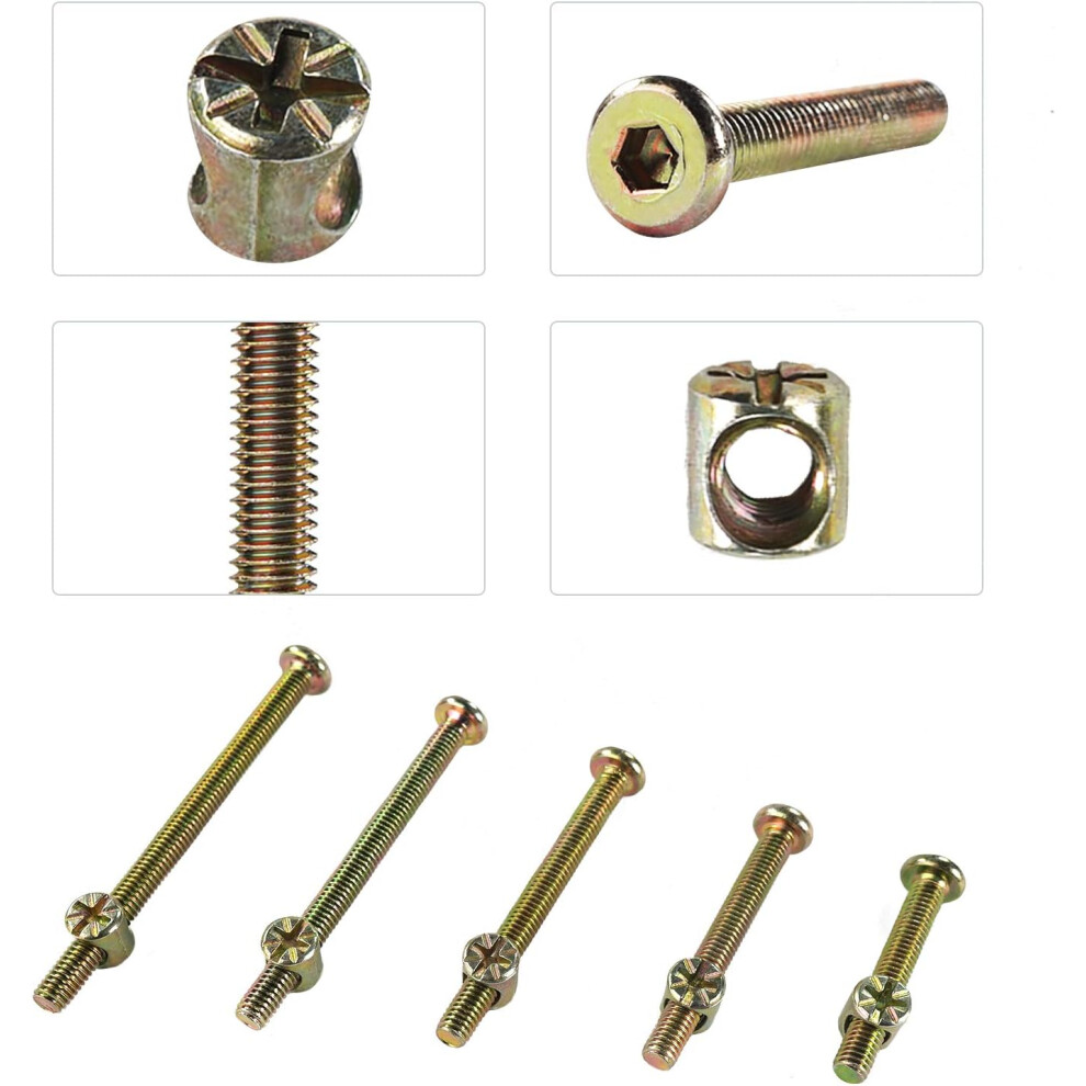 Hex Socket Screw, Zinc Plated Furniture Bolt Nut Set With Electro-Galvanized Coating For Loft Bed Replacement Parts And More (50Pcs) 9128293537957