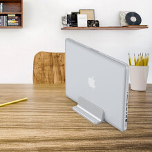 Laptopstandaard met dubbel dockontwerp, verticale organizer met verstelbaar dock tot 3 cm, constructie van aluminiumlegering voor brede