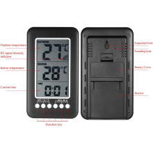 Digitale binnen- en buitenthermometer met klokfunctie, hygrometer met verlicht scherm, nauwkeurige temperatuurmetingen voor huis en tuin, draadloze