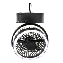 Ventilador portátil recargable para camping con luz LED, funciona con pilas, hace circular el aire y tiene luces LED brillantes para emergencias por