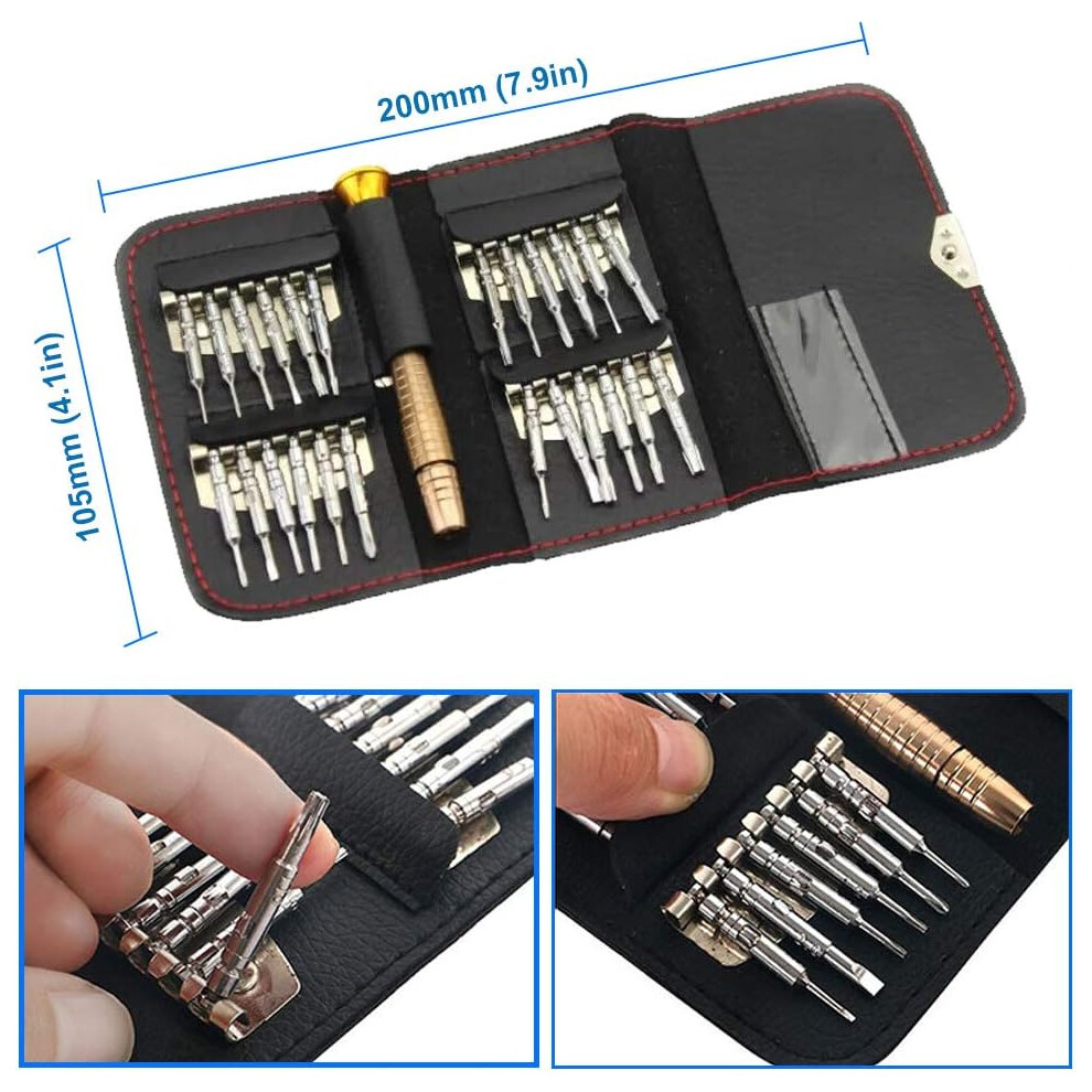 Precision Screwdriver Set, Multi-Pocket Leather Wallet For Portability, Includes Pentalobe Torx Philips Screwdrivers Ideal For Smartphones Tablets 9405630132199