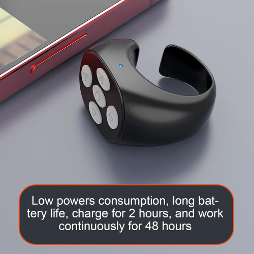 Scrolling Ring Wireless Camera Remote Shutter Page Turner Scroller Quick Response Button Black Compatible Smartphones 2