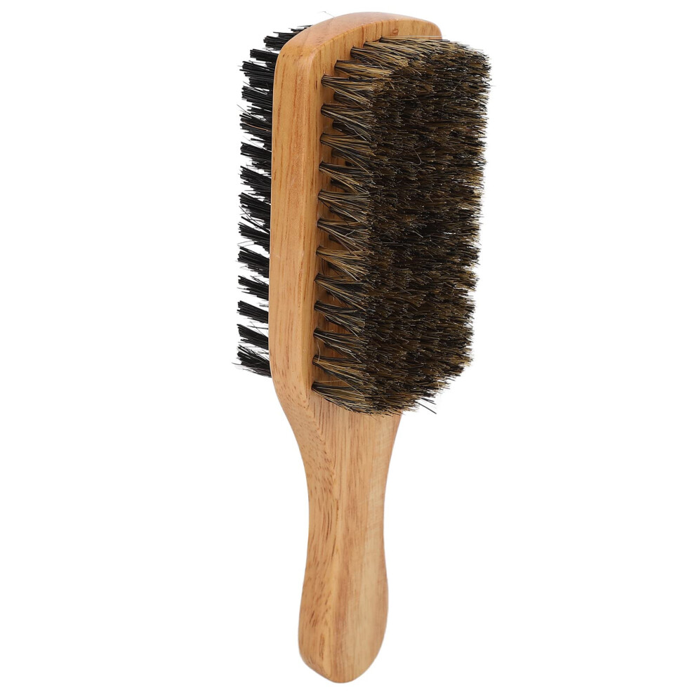 Doublesided beard brush, soft bristle beard brush, multifunctional doublesided beard comb with rubber wood handle for men