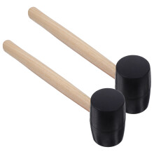 2Pcs Black Rubber Mallet with Wood Handle for Camping and Woodworking
