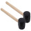 2Pcs Black Rubber Mallet with Wood Handle for Camping and Woodworking 1