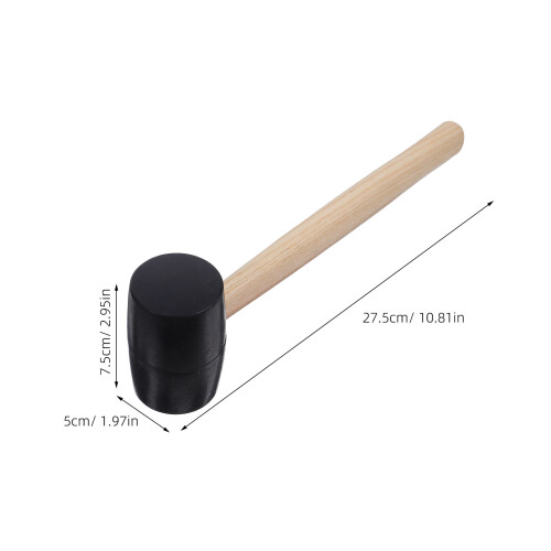 2Pcs Black Rubber Mallet with Wood Handle for Camping and Woodworking 2