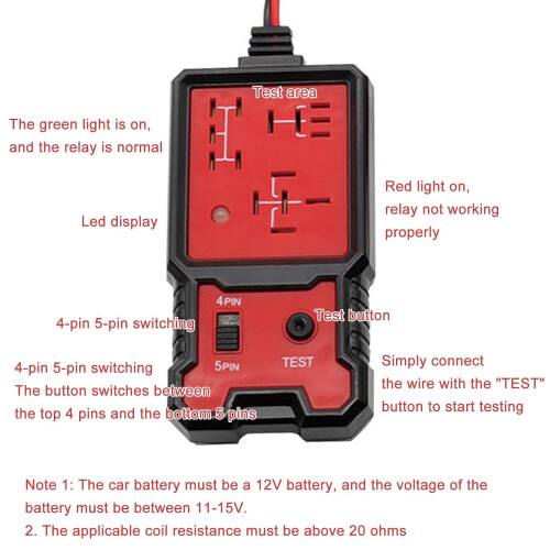 Car Relay Tester 12V Automotive Relay Testing Tool with LED Indicators for Accurate Diagnostics 2
