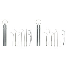 Titanium Alloy Toothpicks For Teeth Cleaning, Stainless Steel Holder With Multifunctional Tools, Reusable And Portable For Travel Kit (2 Sets)
