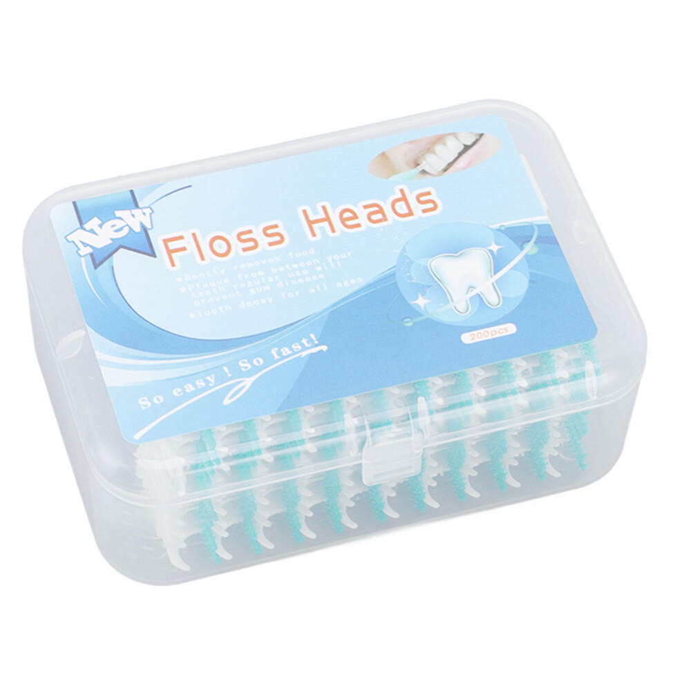 Green 200Pcs Soft Silicone Interdental Brushes Portable Floss Toothpick Mint