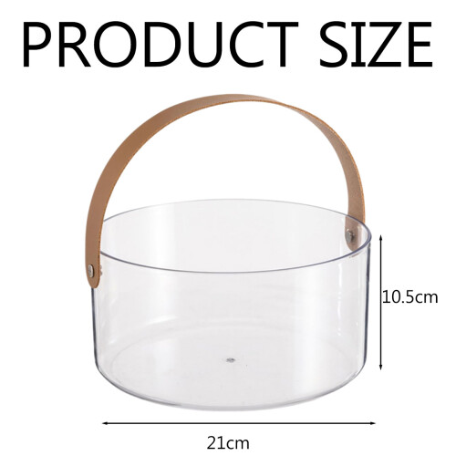 Multi Purpose Transparent Organizer with Versatile Usage, Compact Size Lightweight Storage Basket for Kitchen Bathroom Office Decor, Thick Leather Han 1