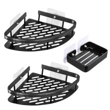 Bathroom Organization Shelf, Reinforced Durable Aluminum Build for Large Weight Capacity, Self-adhesive or Screw Installation, Space-saving & Moisture