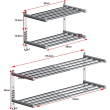 Stainless Steel Towel Bar for Bathroom Kitchen, Multilayer Hotel Racks Rust and Corrosion Resistant, Minimalist Design Wall-Mounted Brushed Finish No