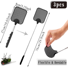Extendable Fly Swatter for Indoor Outdoor Use, Heavy Duty Manual Swat Pest Control with Stainless Steel Adjustable Handle, Lightweight Durable