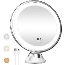 Glow Getter : Miroir grossissant portable et élégant avec éclairage intégré, grossissement x10, idéal pour les voyages, la maison et un usage
