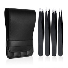 Set di pinzette professionali di precisione per sopracciglia in acciaio inossidabile, portatili, perfette come regalo, 4 pezzi, con sacchetti