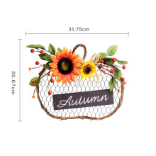 Decorative Farmhouse Style, Mason Jar Sunflower Design Wooden Pumpkin Welcome Sign Adds A Touch Of Country Charm To Your Home Decor, Perfect For