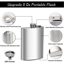 Garrafa térmica à prova de vazamentos, garrafa de bolso portátil e resistente de 240 ml, aço inoxidável atóxico de qualidade alimentar, inclui