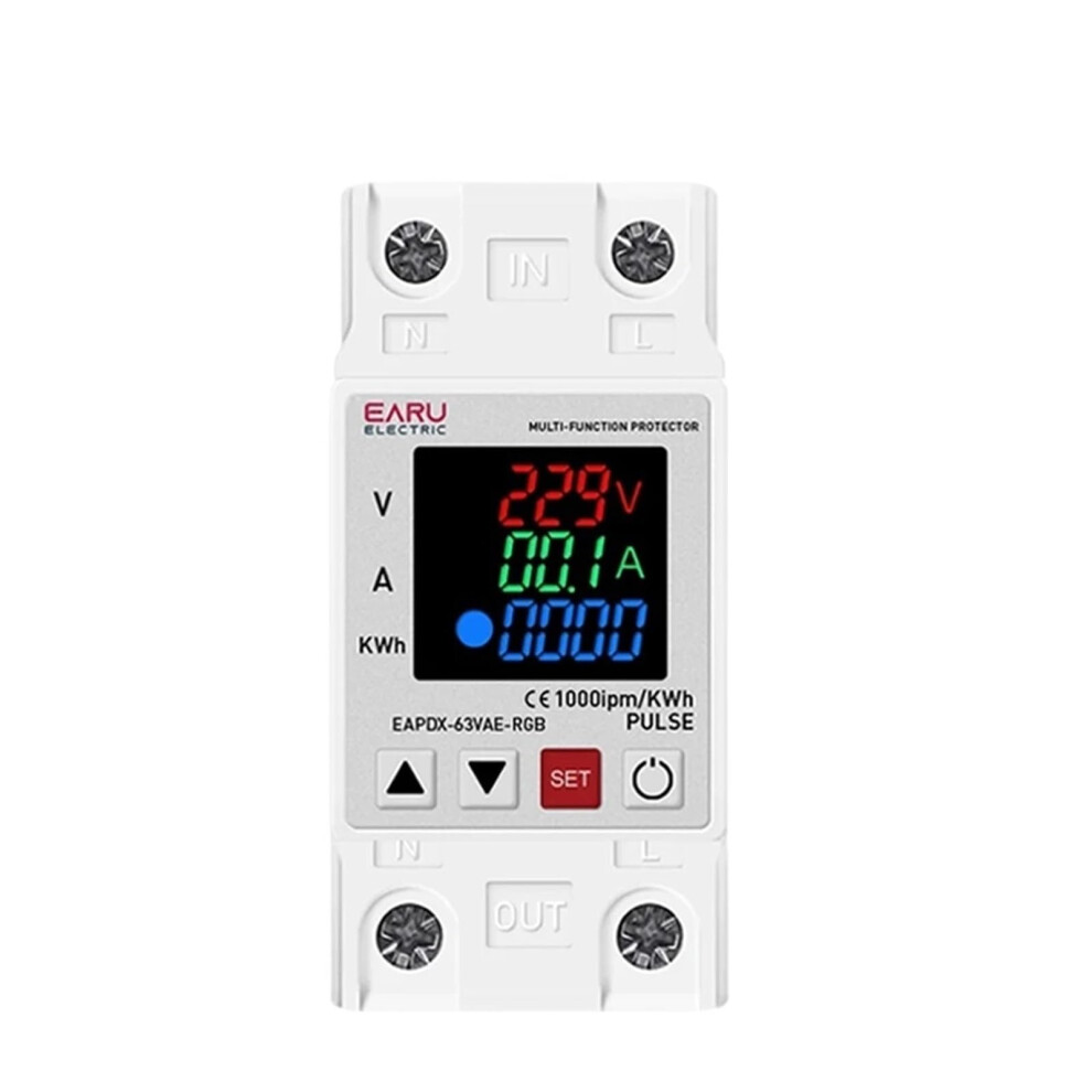 Voltage Protection Relay Din Rail 40A 230V Over And Under Voltage Protector With Current Display 9189345191602