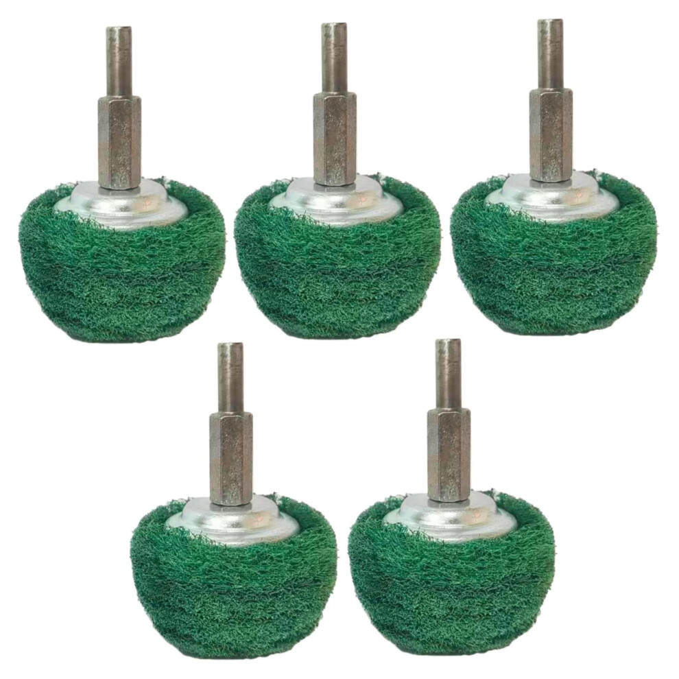 Buffing Pads For Drill, 5Pcs Nonwoven Abrasive Pads With Shank, Mushroom Polishing Ball Attachment For Drill Buffing 9426802427936