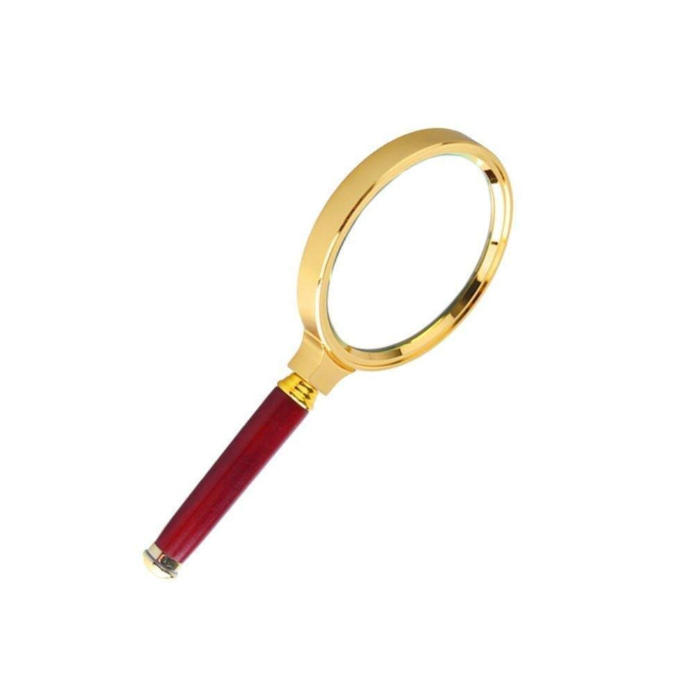 Magnifying glass hand magic for wearing resolution optical lenses and read 'WFJ Age  Jewelry Evaluation' 10 times.