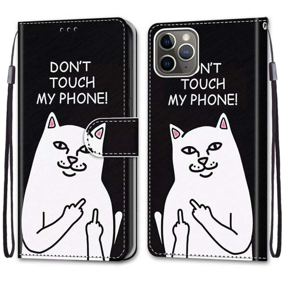 Nadoli Leather Iphone 12 Pro Max Case, Funny Cat Wallet With Strap White 9347817880540