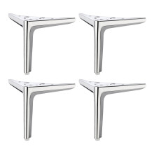 Pieds de meubles modernes en métal, 4-argent brillant 10cm