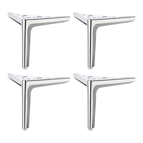 4 Stück hochfeste Metallmöbelfüße mit-helles Silber 10cm