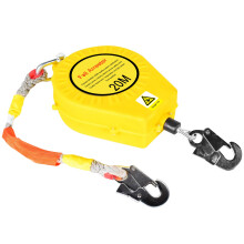 Retractable fall protection for roofers 150kg, safety device with hook (Yellow, 20m)