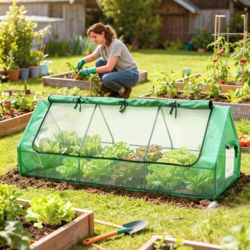 Outsunny Outsunny Portable Small Polytunnel with Mesh Windows, 240x90x90cm