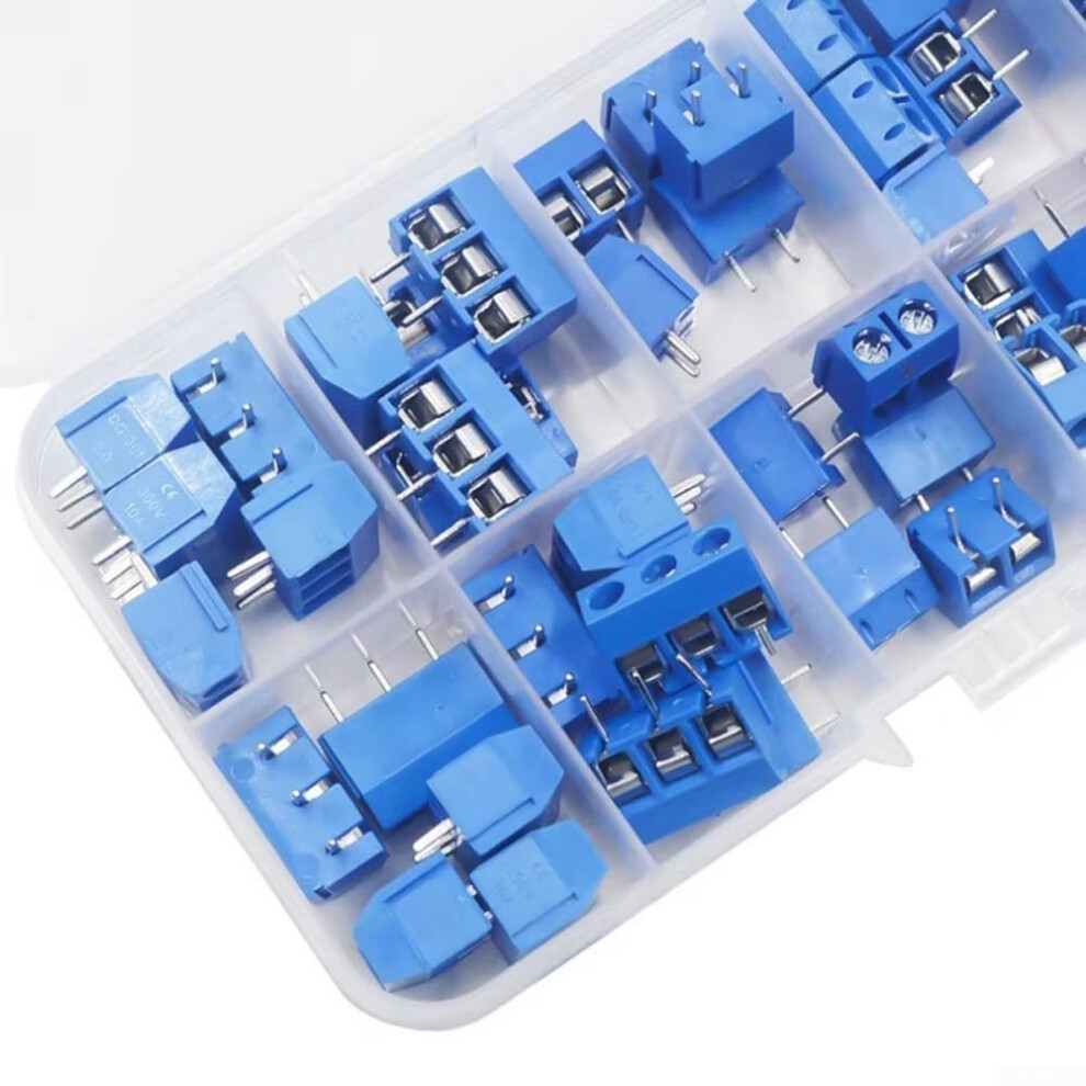 50Pcs Pcb Screw Terminal Block Set, Multipin Assortment, Quick Secure Connections, Blue 9426802429848