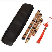 Professional Bamboo Flute ThreePiece Set, Purple Bamboo Flute for Beginners, 6/8Hole G/F Key Musical Instrument with Carry Bag (6Hole G Key)