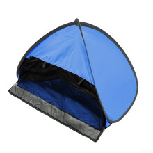 Compact Beach Shelter UV Protection Tent Phone Storage Indoor Outdoor Use Headrest Sapphire Blue Vinyl Curtain