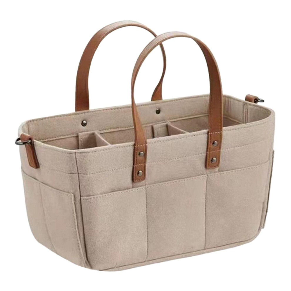 Nappy Caddy Basket, 12.99 7.09 5.91 Inch, Portable Storage With Multiple Compartments And Handles, Brown