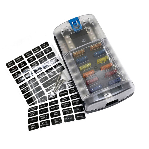 100A Blade Fuse Panel 12 Circuits With Labeling Space for