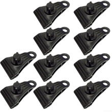 Camping tent fasteners, tarp clips, lock, handle, durable, outdoor shelter, support clamps for canopy, awning, black (10 pieces)