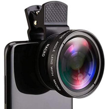 Fish Eye Phone Lens 0.45X HD Macro Wide Angle Clip Lens for Mobile Phone Cameras, Compatible with iPhone and Android