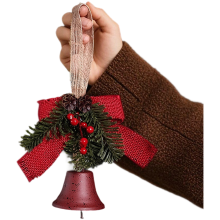 Weihnachtsanhänger mit Glocken-Kiefernzapfen und Juteschleife, entworfen zur Verleihung von Feiertagen für Bäume und Kränze