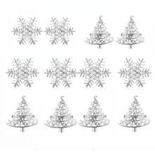 Metallserviettenringe, 12 Teile, Weihnachtsschneeflocken und Weihnachtsbaumschnallenhalter für festliches Abendessen zur Tischdekoration