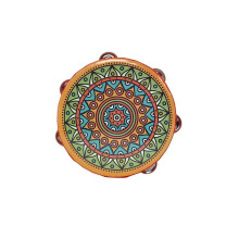 National Style Tambourine Kids, Teenagers Handheld Percussion Hand Drum Portable for Travel Camping, Song Recording Tambourine(S) 17.5*5CM S