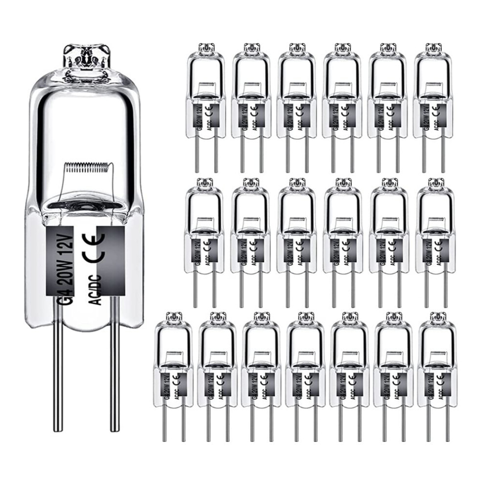 G4 12V 20W Halogen Bulbs, 40Pcs Crystal Lamp Inserted Beads, Compatible With G4 Fixtures, Bright Lighting Solution 9347817882261