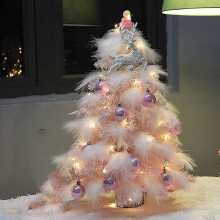 Portable Mini Christmas Tree, Compact Design with Dreamy Pink Color, Easy Installation Tabletop Decoration