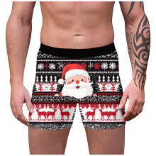 Christmas Boxer Men's Funny Retro Shorts Christmas Personalised Underpants Funky Underwear Gift Men Stretch Christmas Costume Underwear Black S