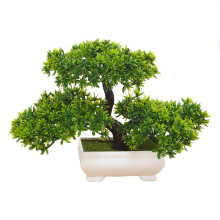 Symbool van rust, kunstmatige Japanse cederbonsai, 20 cm x 26 cm x 20 cm, levensechte binnendecoratie, kunststof + hars, geen onderhoud nodig.