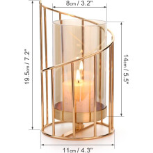 Candle Display Stand, Geometric Metal Rack for Office Living Room Decor - Modern Decor with Amber Glass Cylinder for Wedding Birthday Party