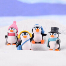Schattige pinguïnfiguurtjes, mini plastic pinguïnsculptuur voor een kersttaartdecoratie, versterkt de feestelijke sfeer met levendige kleuren en