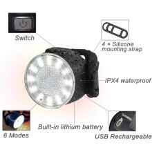 Svetlá na bicykel s dlhou výdržou, nabíjateľné cez USB pre nočnú jazdu, odolné voči nárazom a vode IPX4, 12 ultra jasných LED diód pre