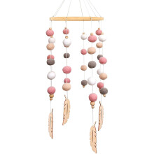Pastel-Colored Baby Mobile, Synthetic Wool Hanging Decor - Musical Toy Ready, Perfect Gender Neutral Decor for Any Nursery