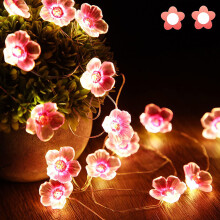 Cherry Blossom String Lights, Decorative Fairy Lights with Timer Remote Control for Birthday Parties Weddings, Safe for Children Pets (3M, 30LED)