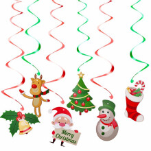Das Spiral-Anhänger-Dekorationspaket für Weihnachtsfeiern enthält 12 bunte Wirbel und zusätzliche dekorative Karten
