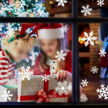 Set aus 2 Weihnachts-Schneeflocken-Statischen Klebrigen für saisonale Fenster- und Glastürdekoration mit wiederverwendbarem, kindersicherem